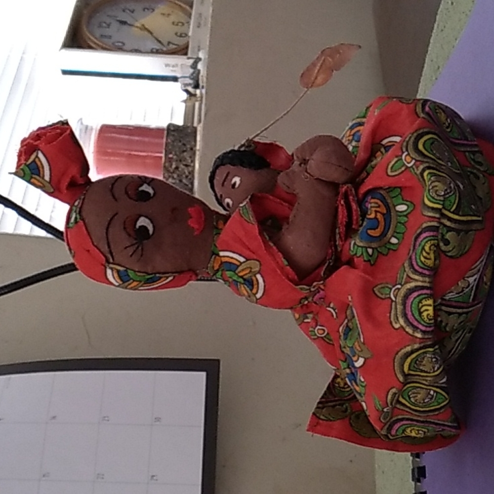 Mother child imported african handmade doll